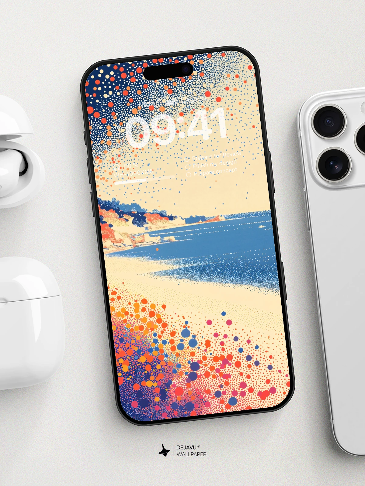 8K Abstract Beach Painting: Minimal Aesthetic for iPhone & Android