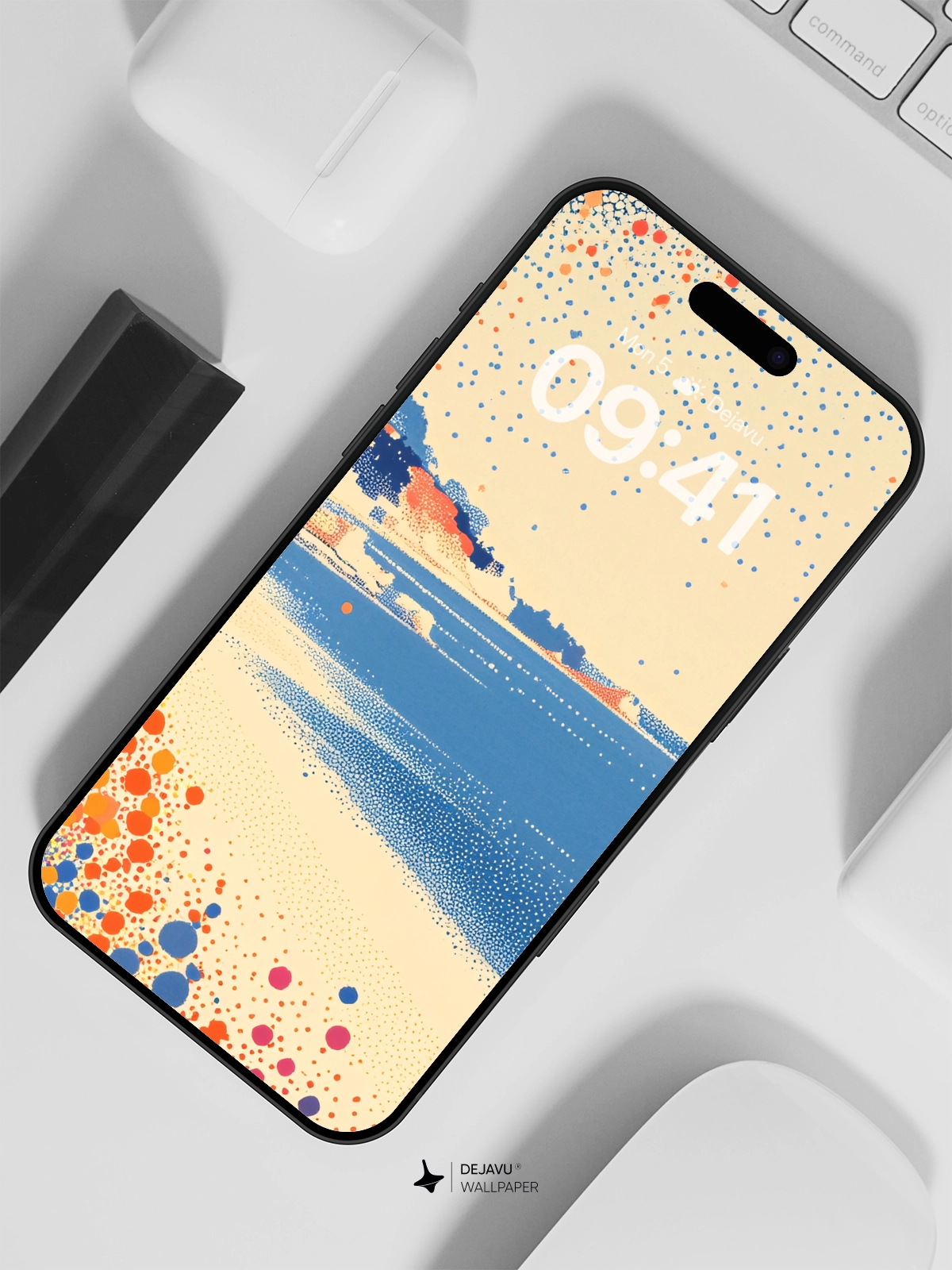 8K Abstract Beach Painting: Minimal Aesthetic for iPhone & Android