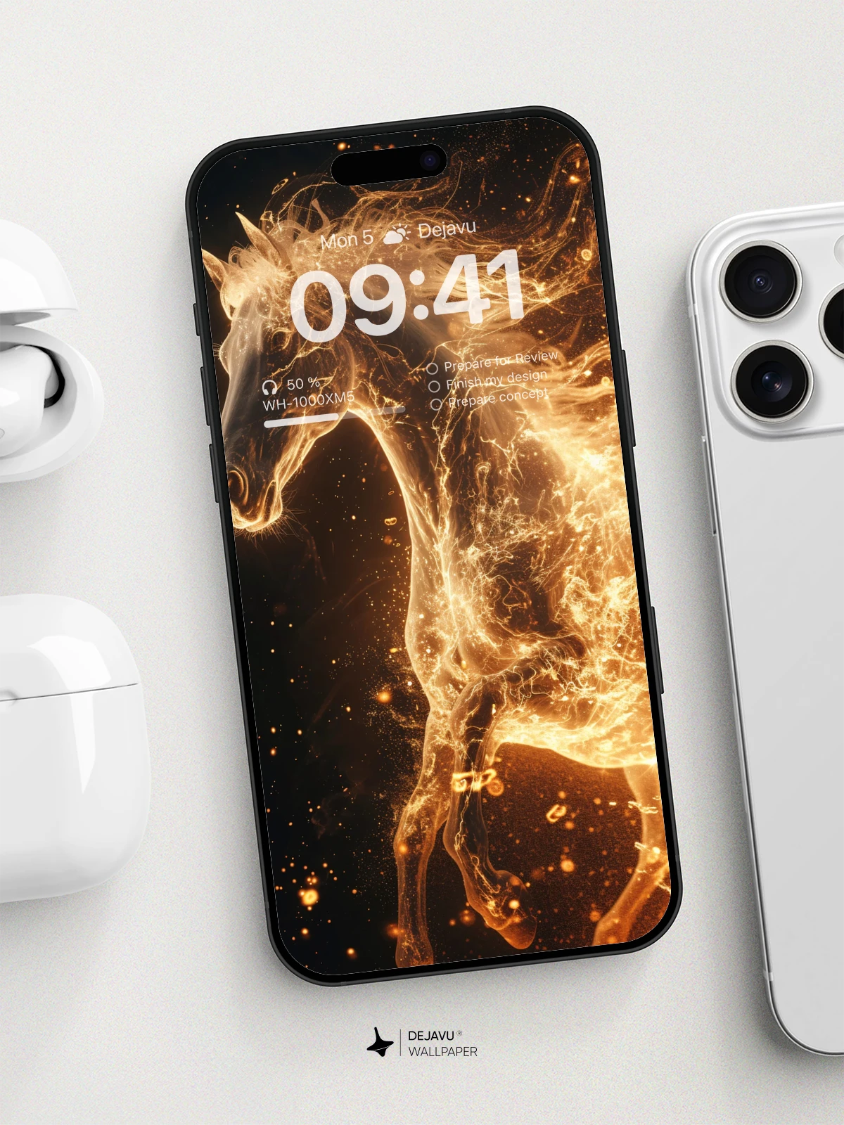 8K Abstract Fire Horse Minimal Aesthetic Wallpaper
