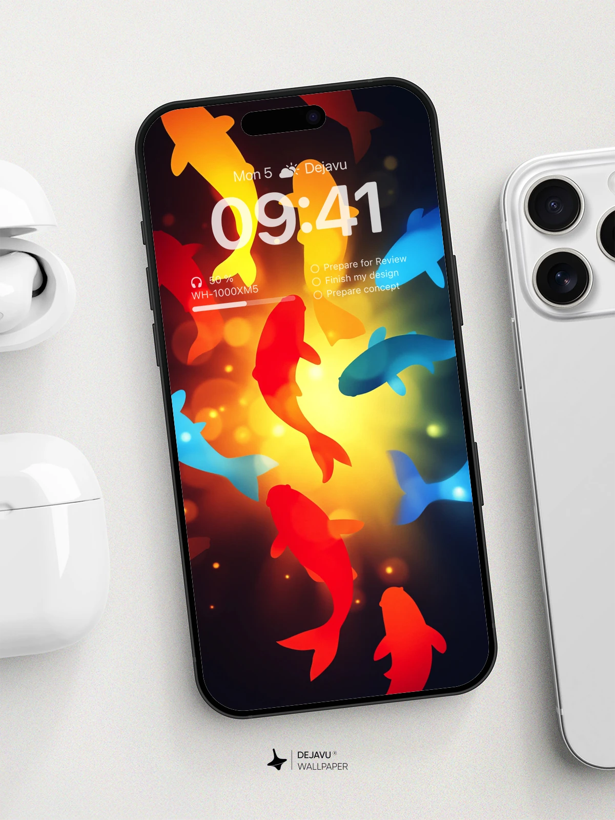 8K Abstract Fish Silhouettes Wallpaper