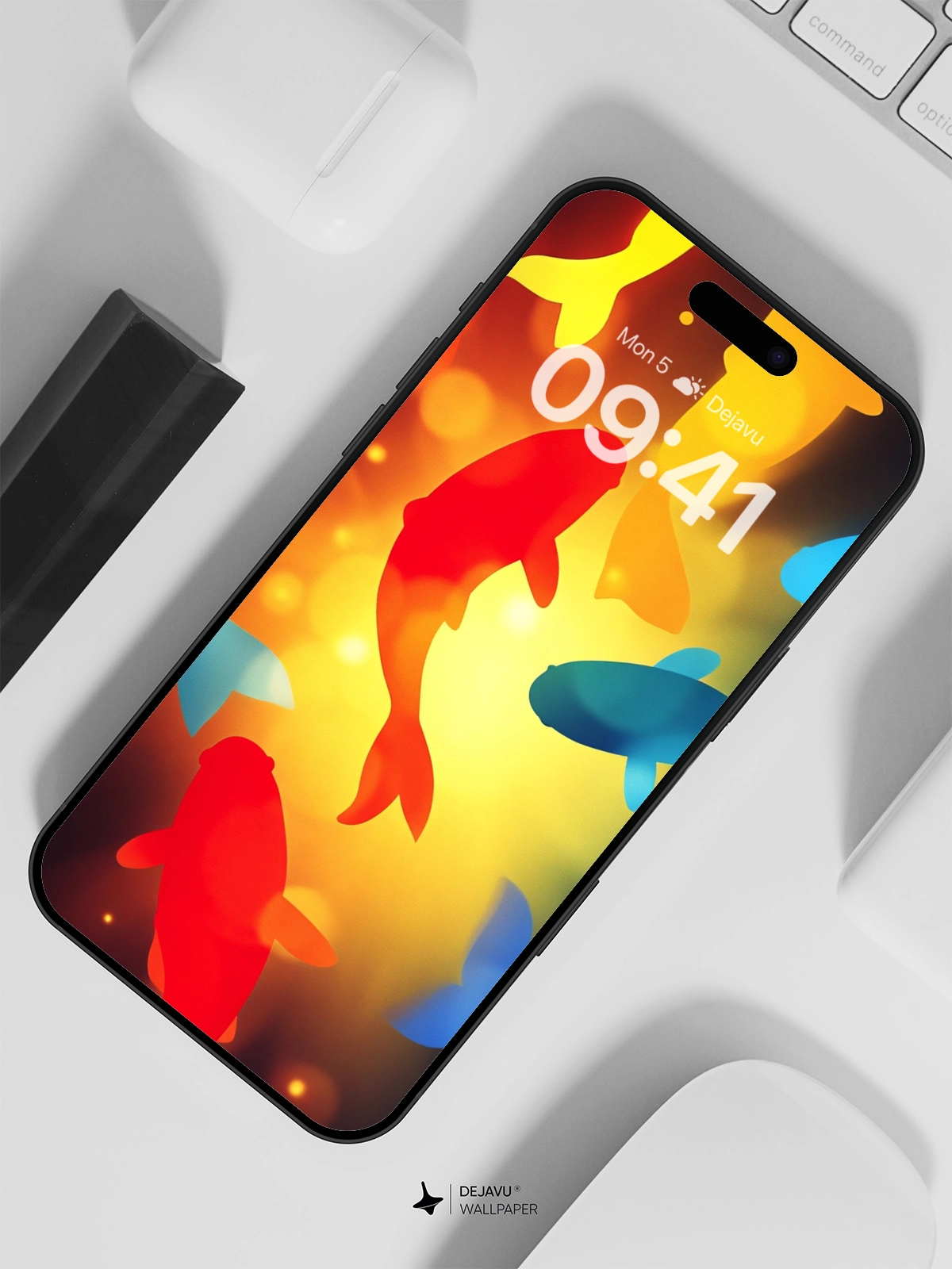 8K Abstract Fish Silhouettes Wallpaper