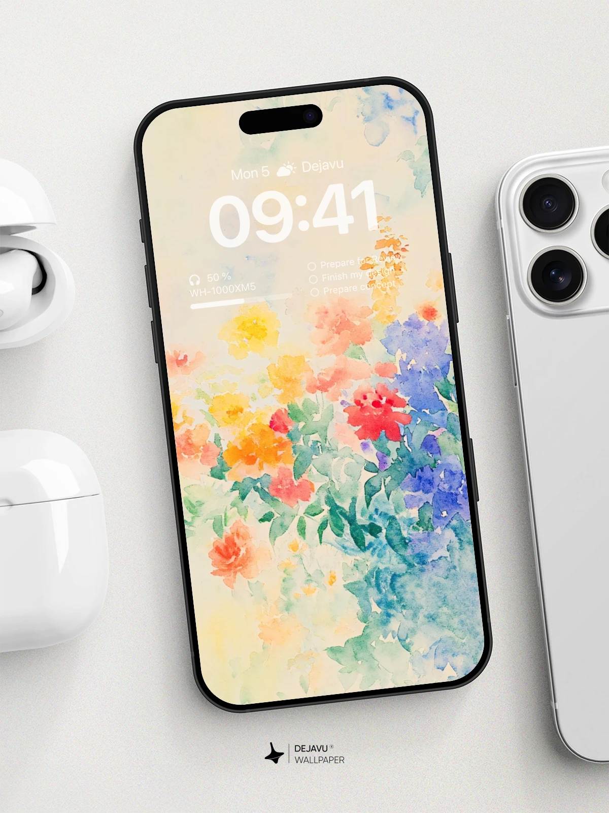 Watercolor Floral Garden Wallpaper 8K for iPhone and Android