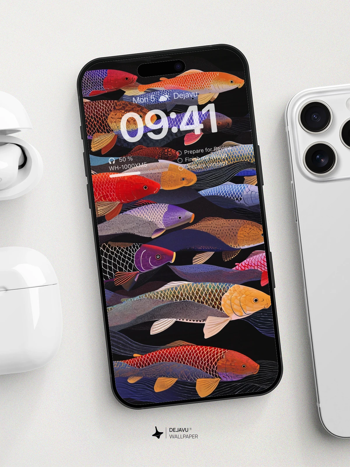 Colorful Fish Illustration: Minimal Aesthetic for iPhone & Android