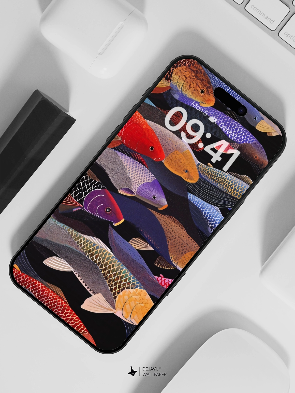 Colorful Fish Illustration: Minimal Aesthetic for iPhone & Android