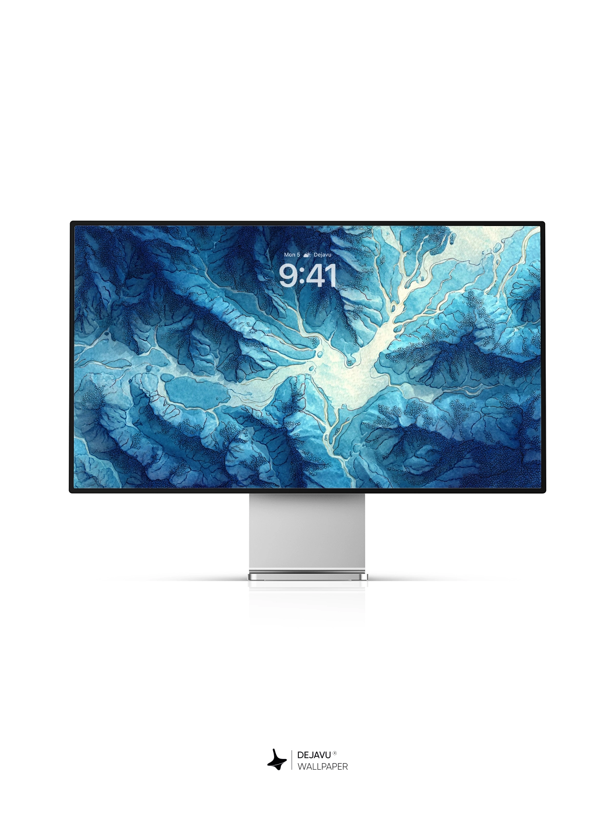 8K Abstract Blue River Painting Wallpaper