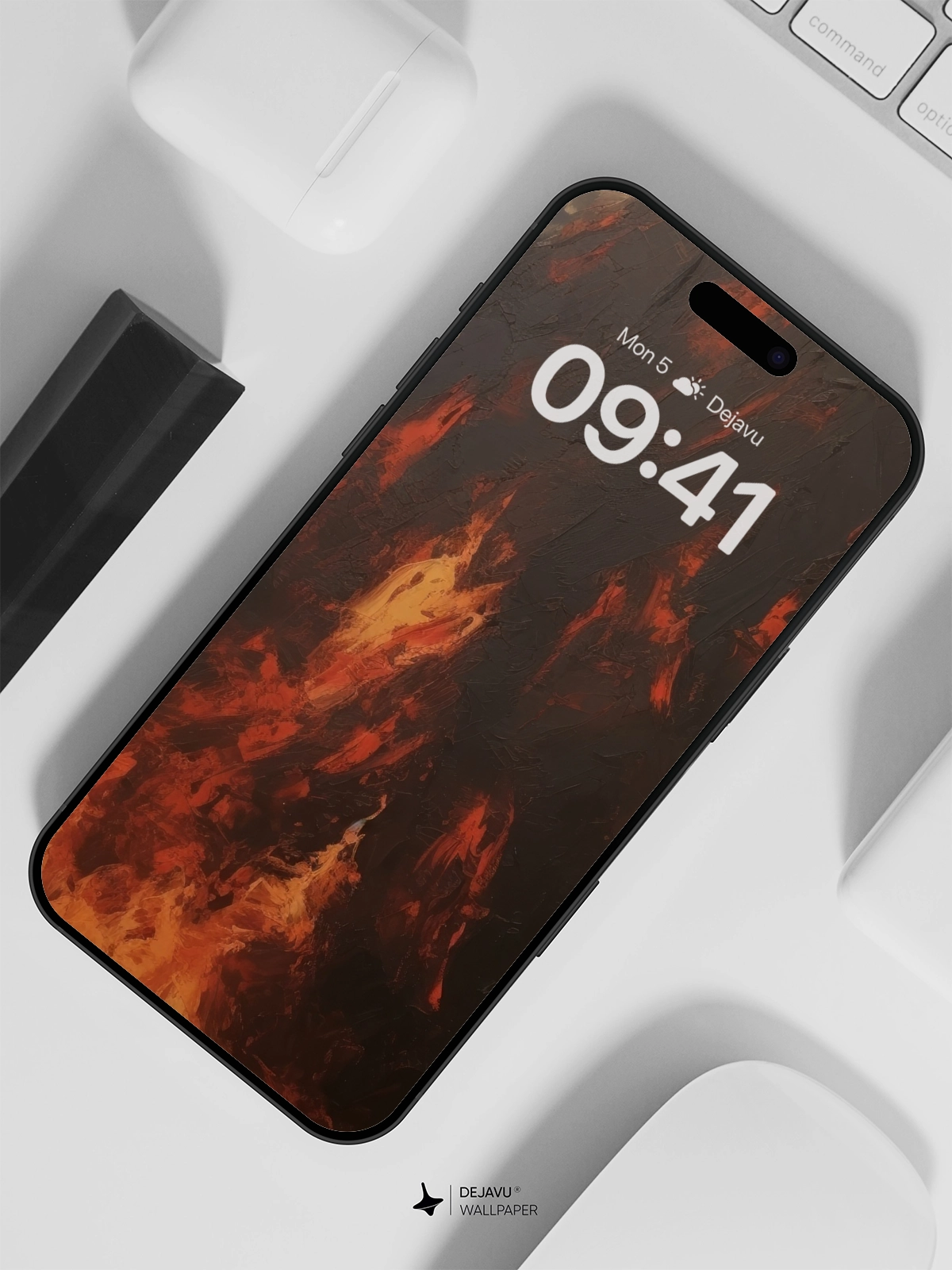 8K Abstract Fire Painting: Minimal Aesthetic for iPhone & Android