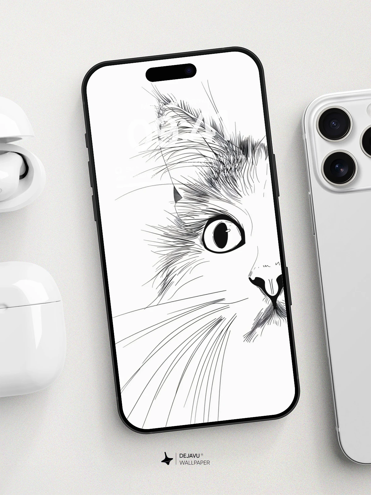 Whimsical Cat Portrait Wallpaper 8K for iPhone