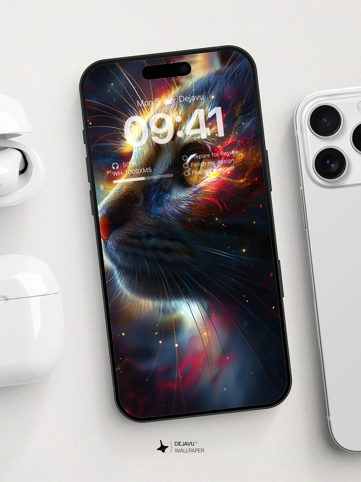 8K Abstract Cat Wallpaper: Aesthetic Tech Art