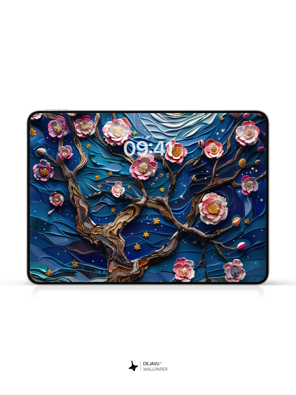 8K Abstract Floral Night Sky Painting