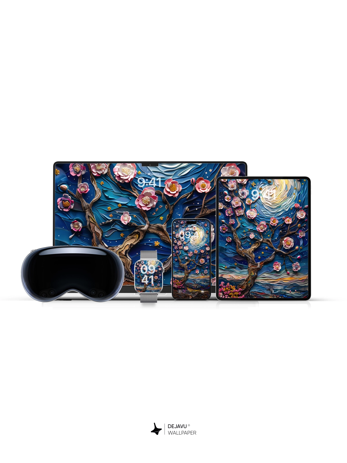 8K Abstract Floral Night Sky Painting