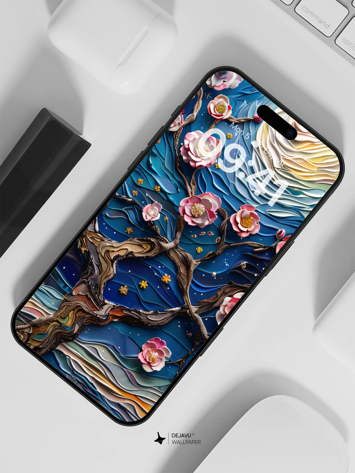 8K Abstract Floral Night Sky Painting