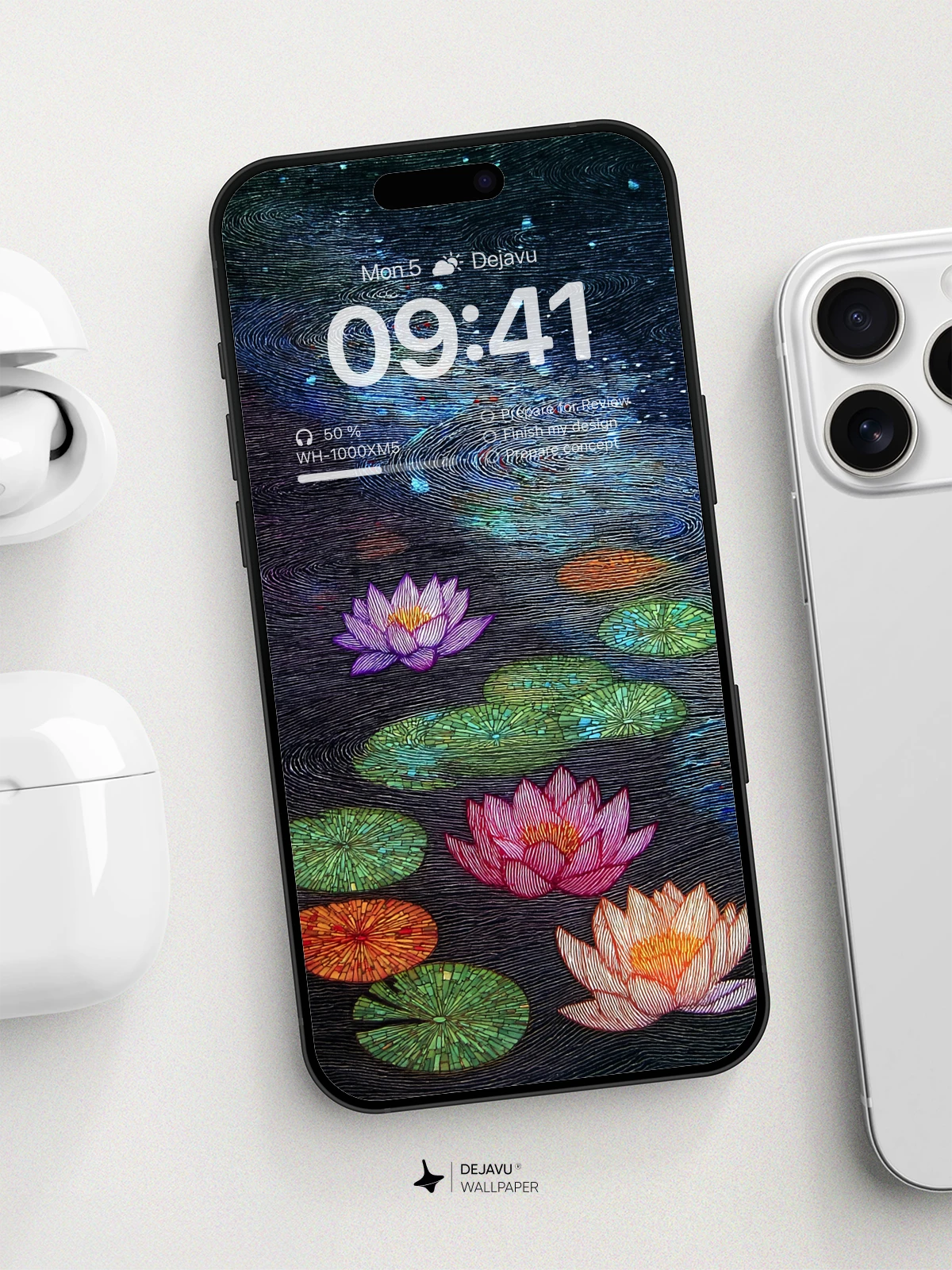 8K Abstract Lotus Pond Minimal Aesthetic Wallpaper