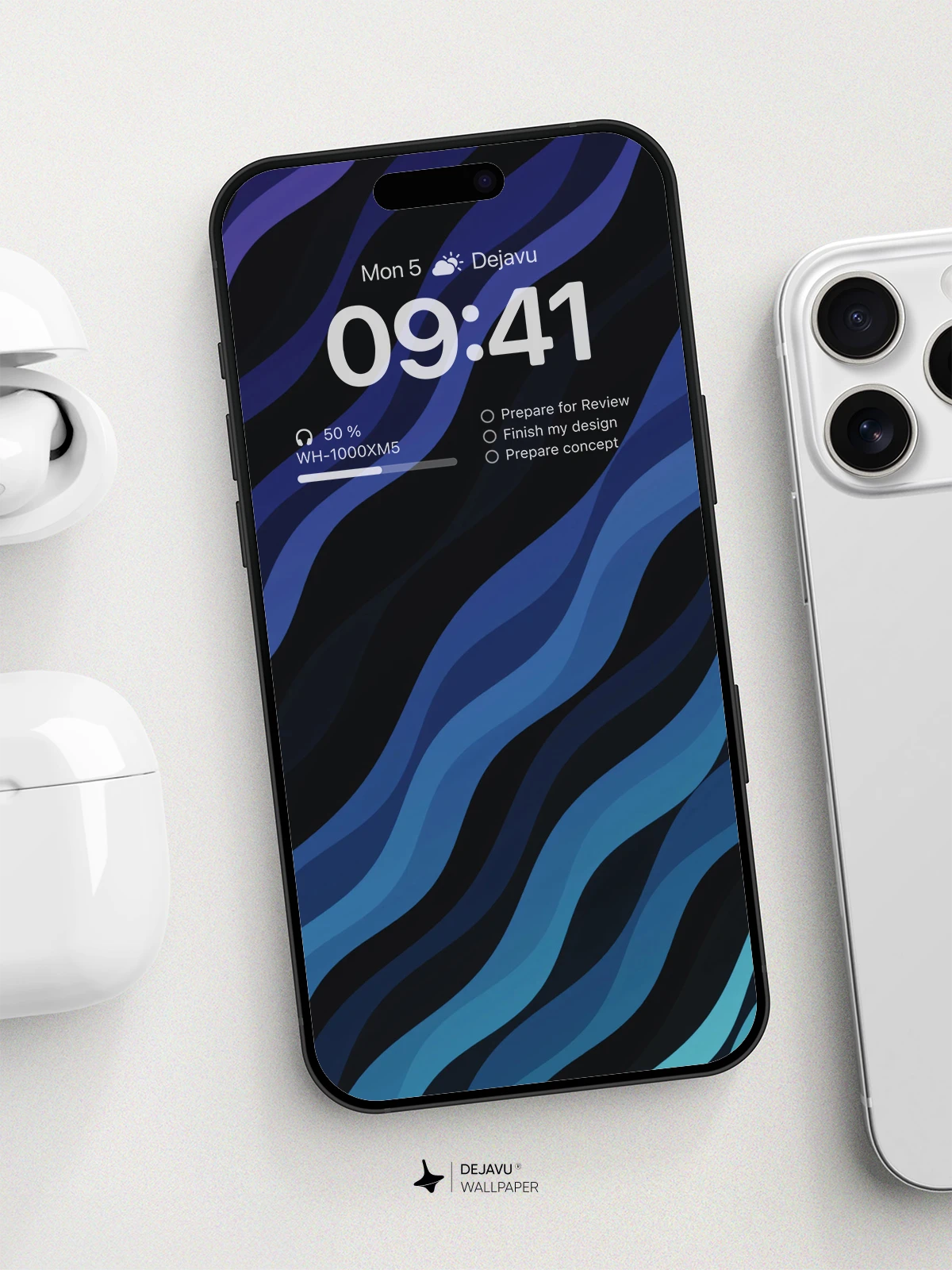 Wavy Blue Abstract Wallpaper 8K for iPhone