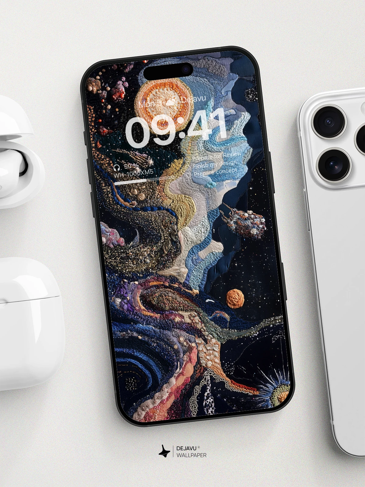 8K Abstract Cosmic Embroidery Wallpaper
