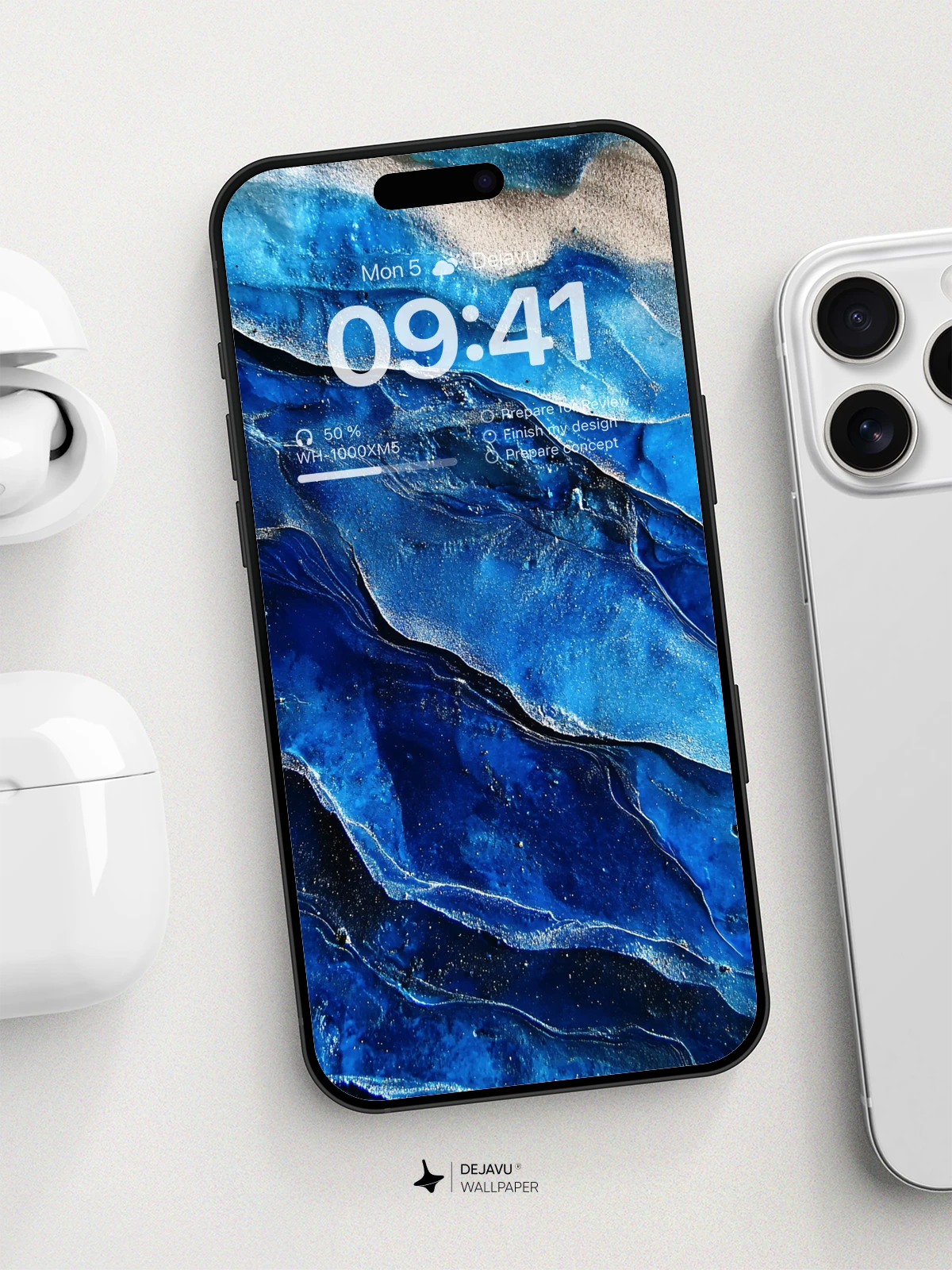 8K Abstract Blue Painting Wallpaper