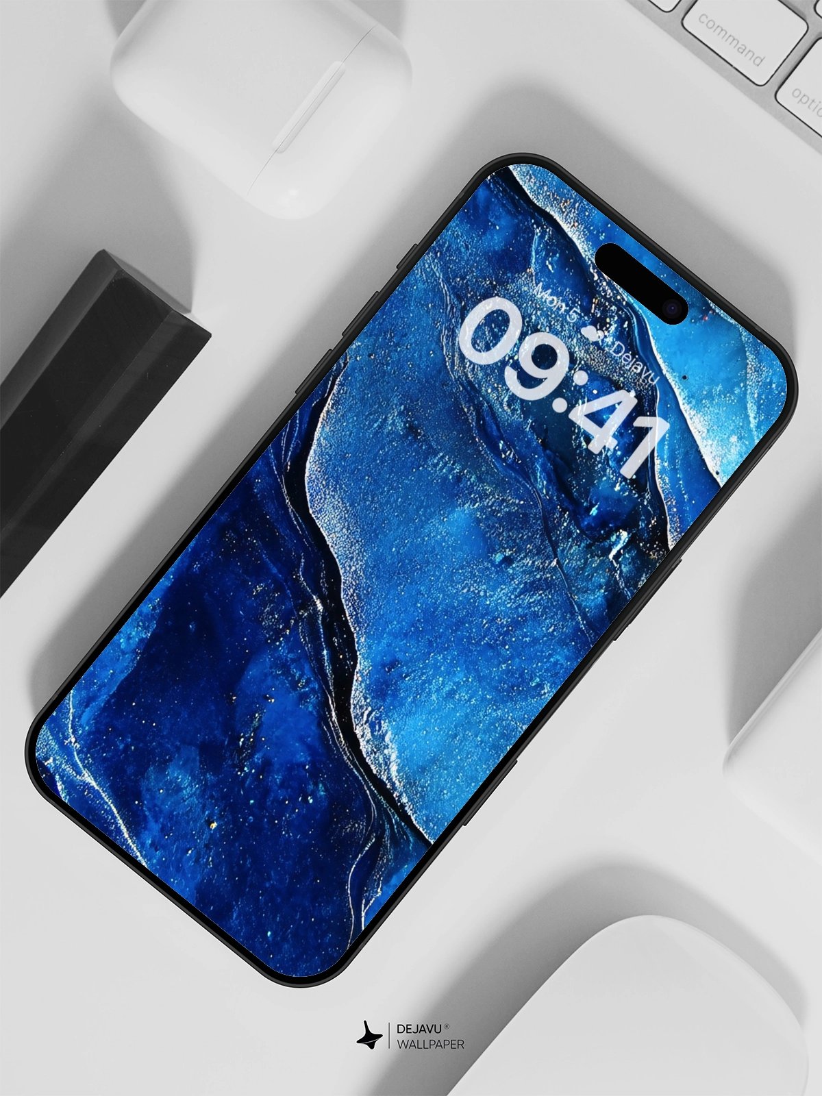 8K Abstract Blue Painting Wallpaper