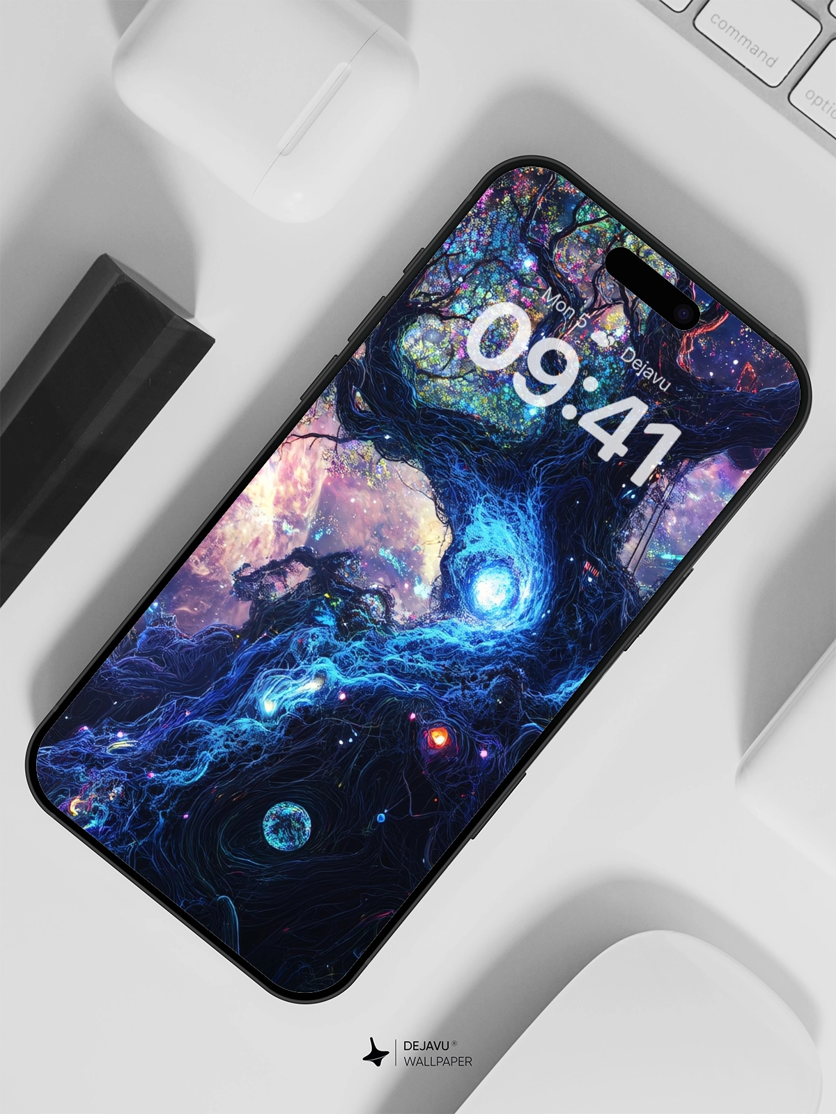 8K Abstract Cosmic Tree Wallpaper