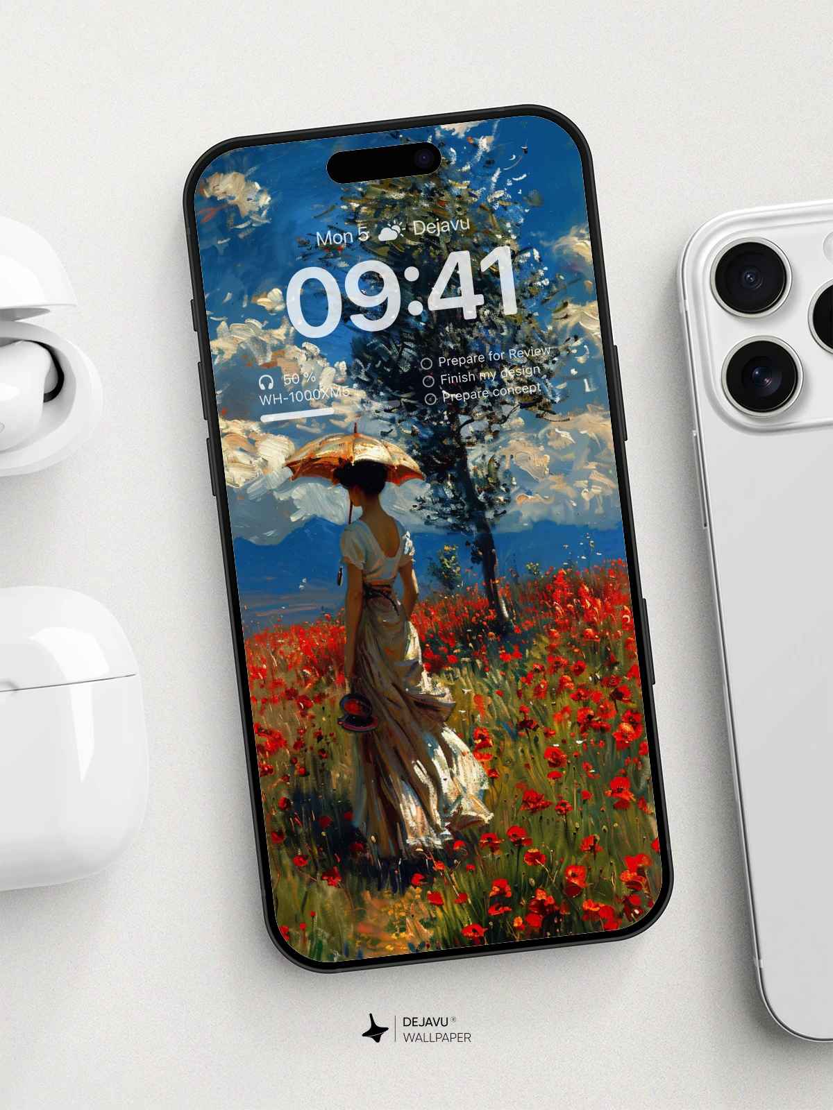 8K Aesthetic Painting of a Lady in a Poppy Field