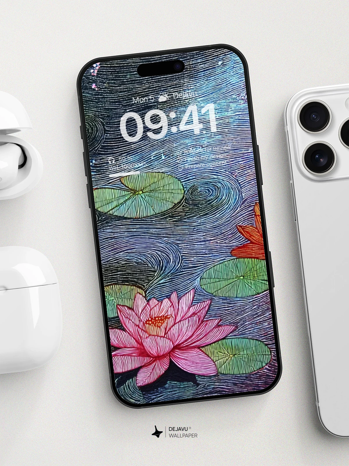 8K Abstract Lotus Painting: Minimal Aesthetic for iPhone & Android