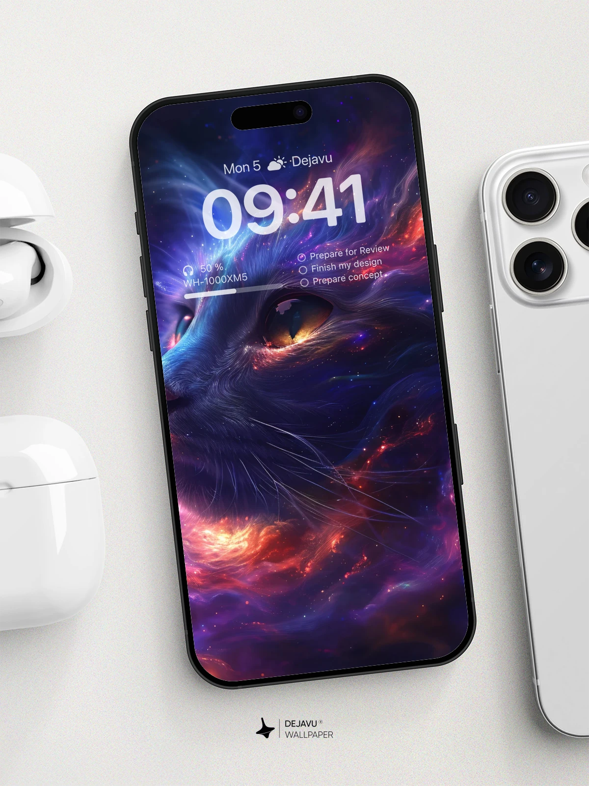 8K Abstract Cosmic Cat Wallpaper