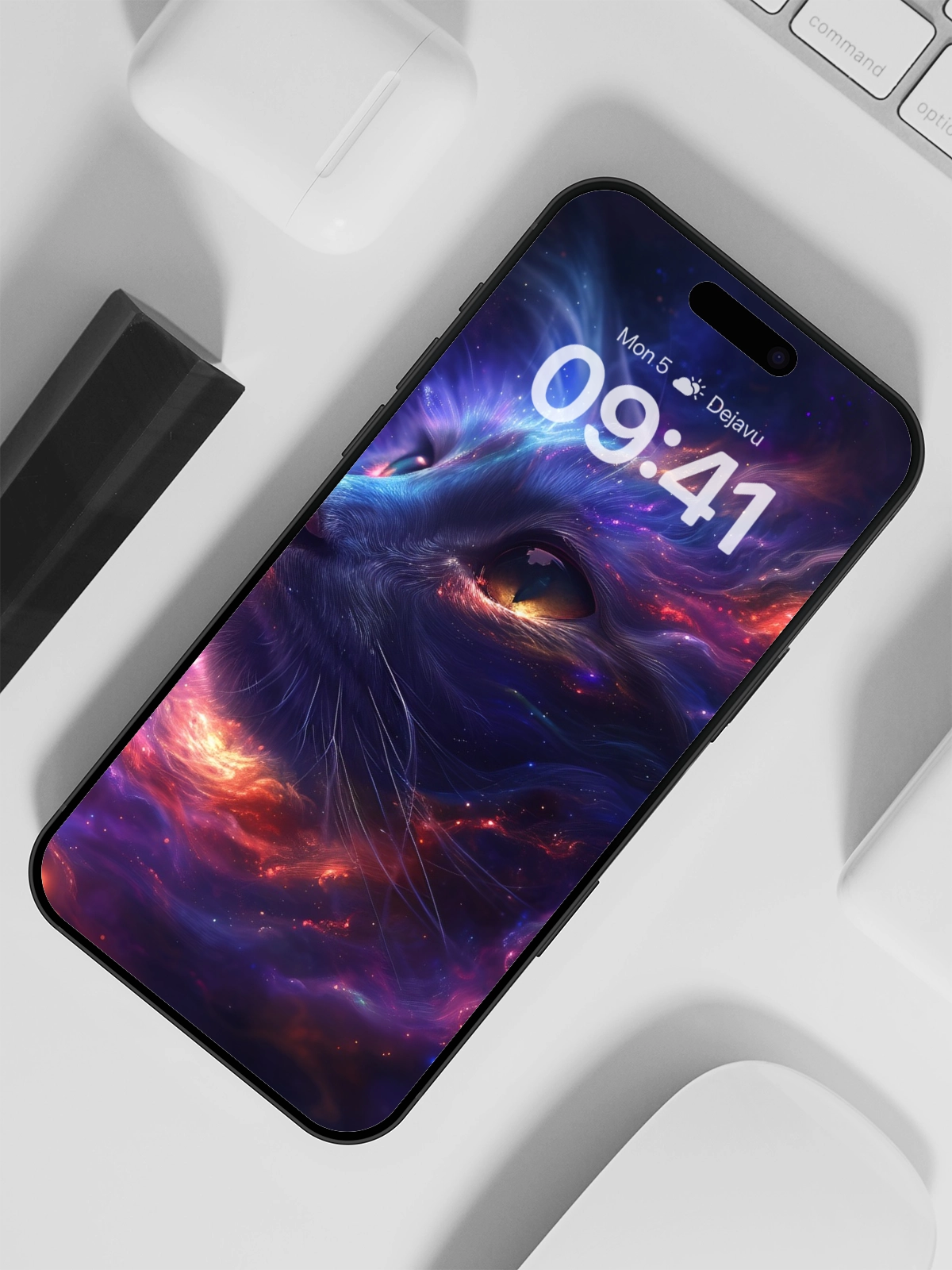 8K Abstract Cosmic Cat Wallpaper