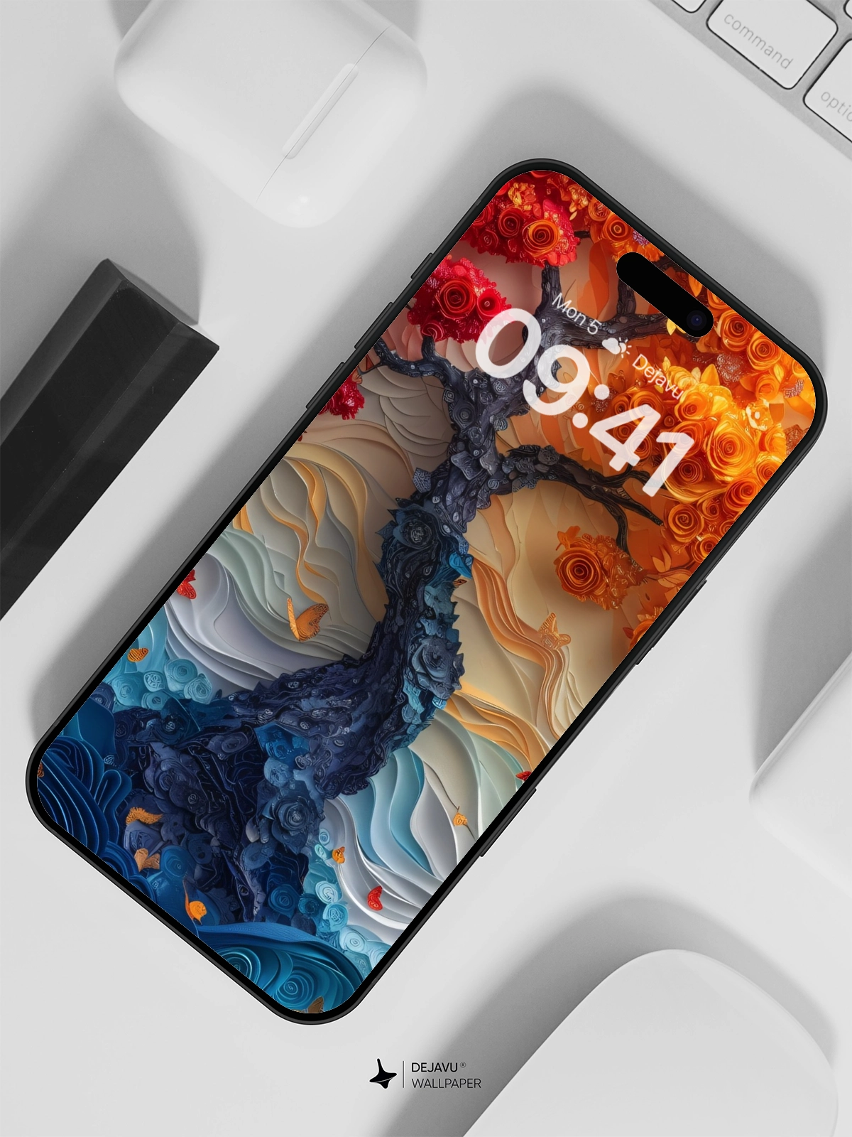 8K Abstract Floral Tree Wallpaper