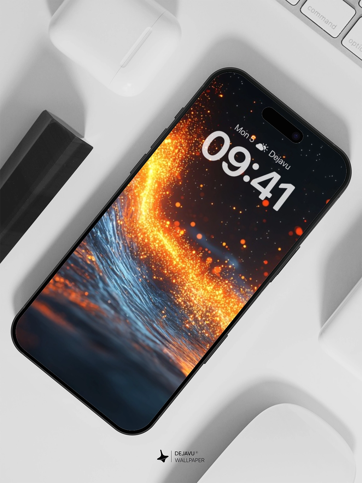 8K Abstract Fire and Water Fusion Wallpaper