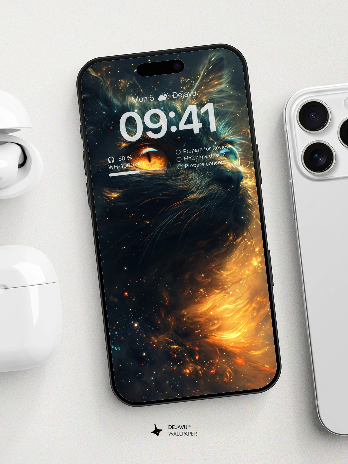 8K Abstract Cosmic Cat Wallpaper