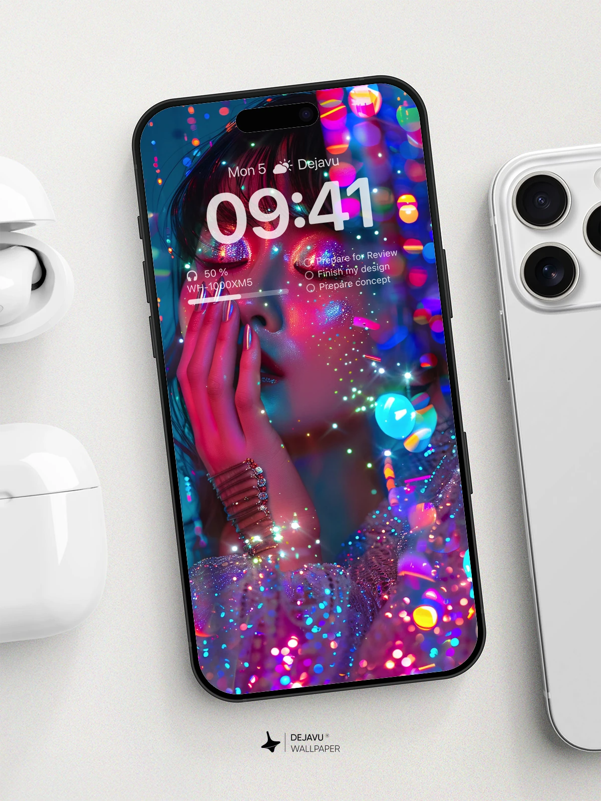 8K Aesthetic Neon Glitter Wallpaper