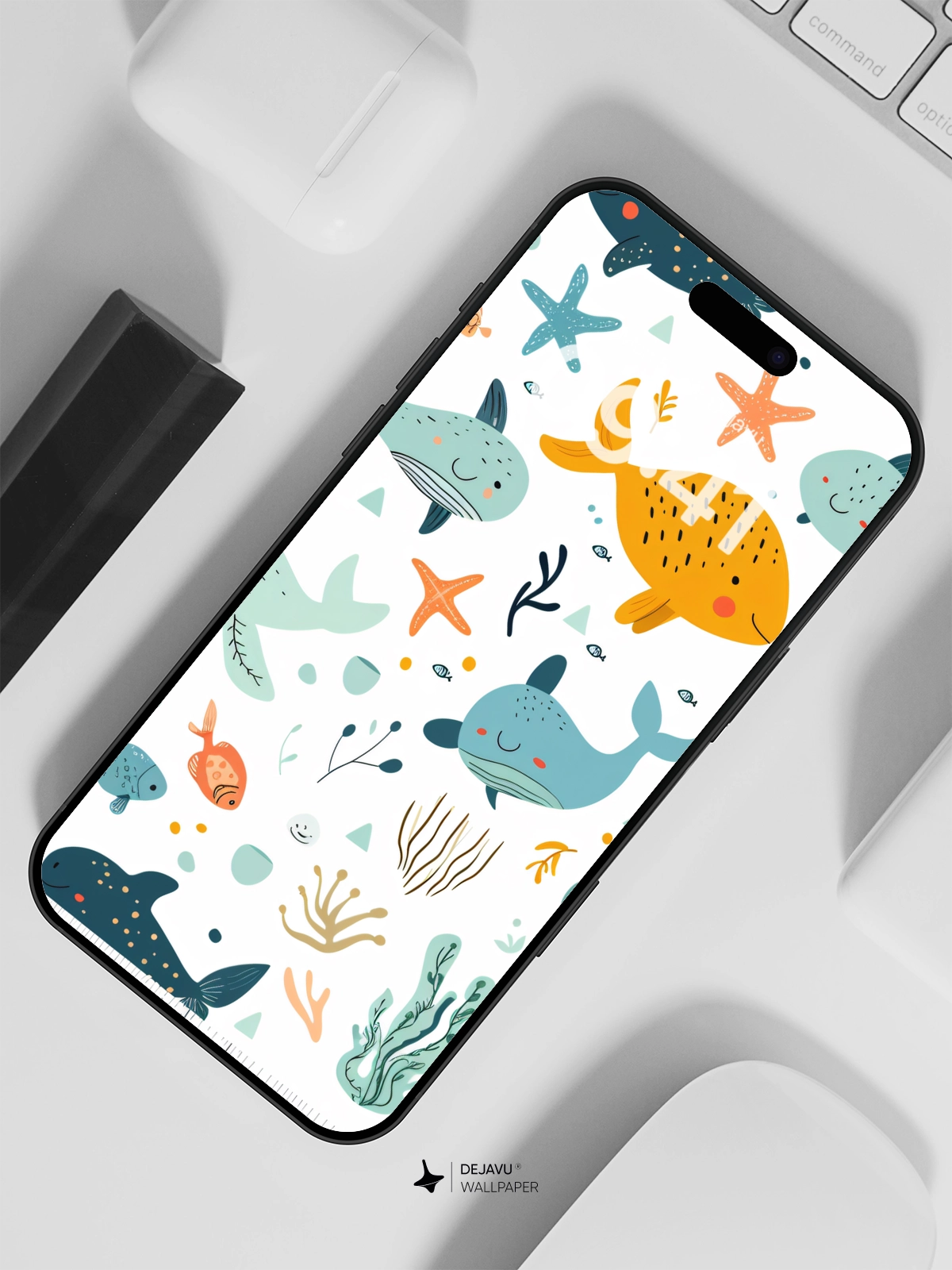 Whimsical Ocean Life Wallpaper 8K for iPhone