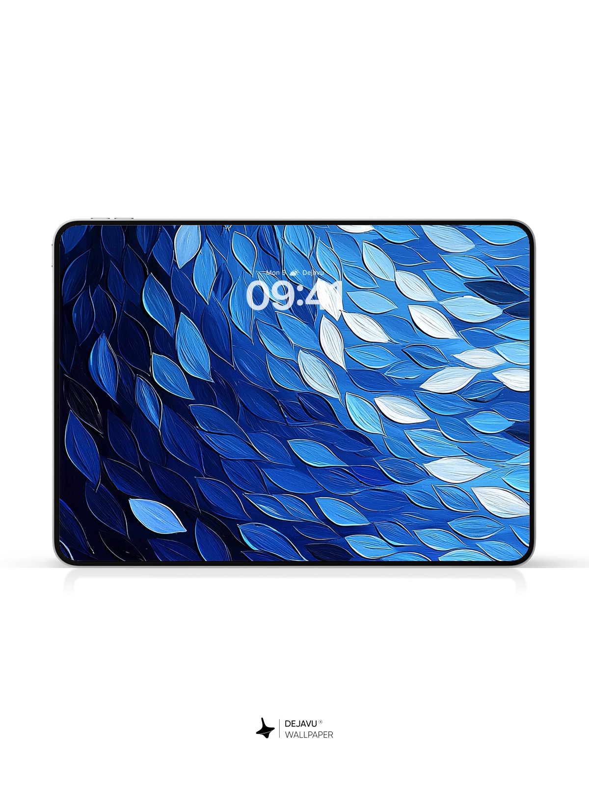 8K Abstract Blue Leaf Pattern Wallpaper