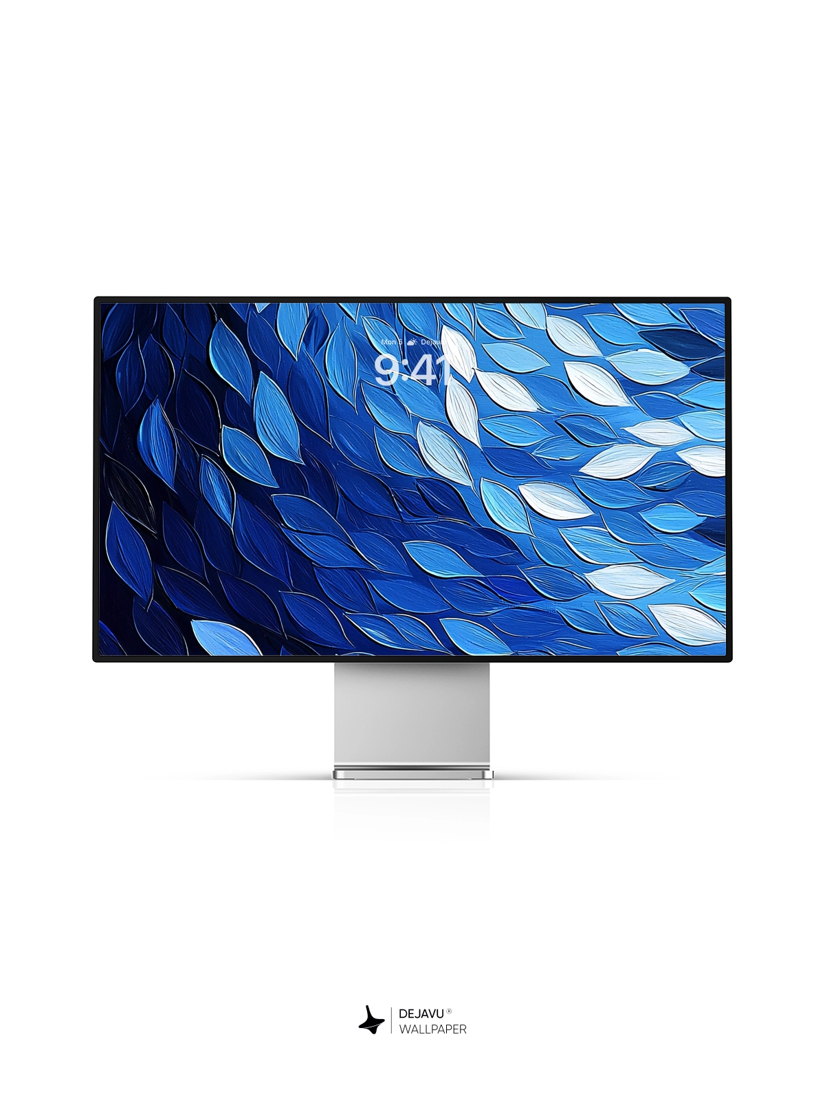 8K Abstract Blue Leaf Pattern Wallpaper