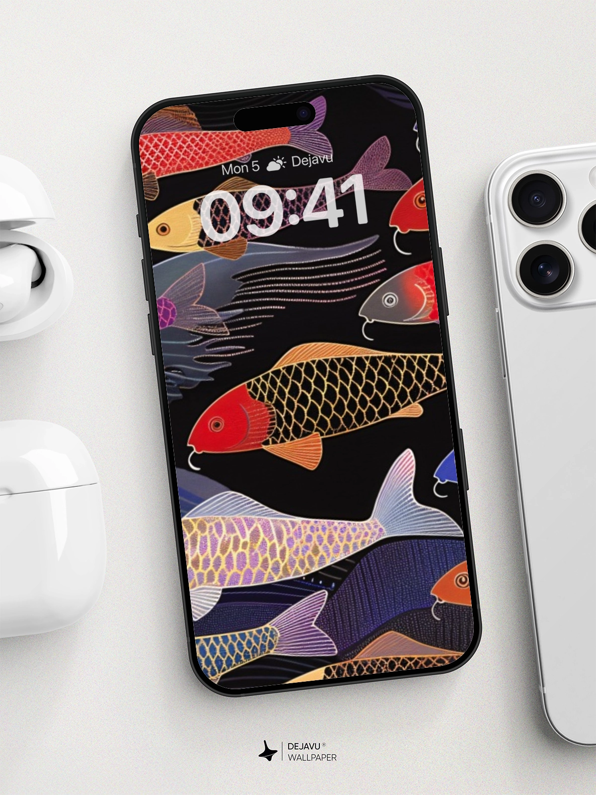 8K Abstract Fish Illustration: Minimal Aesthetic Wallpaper