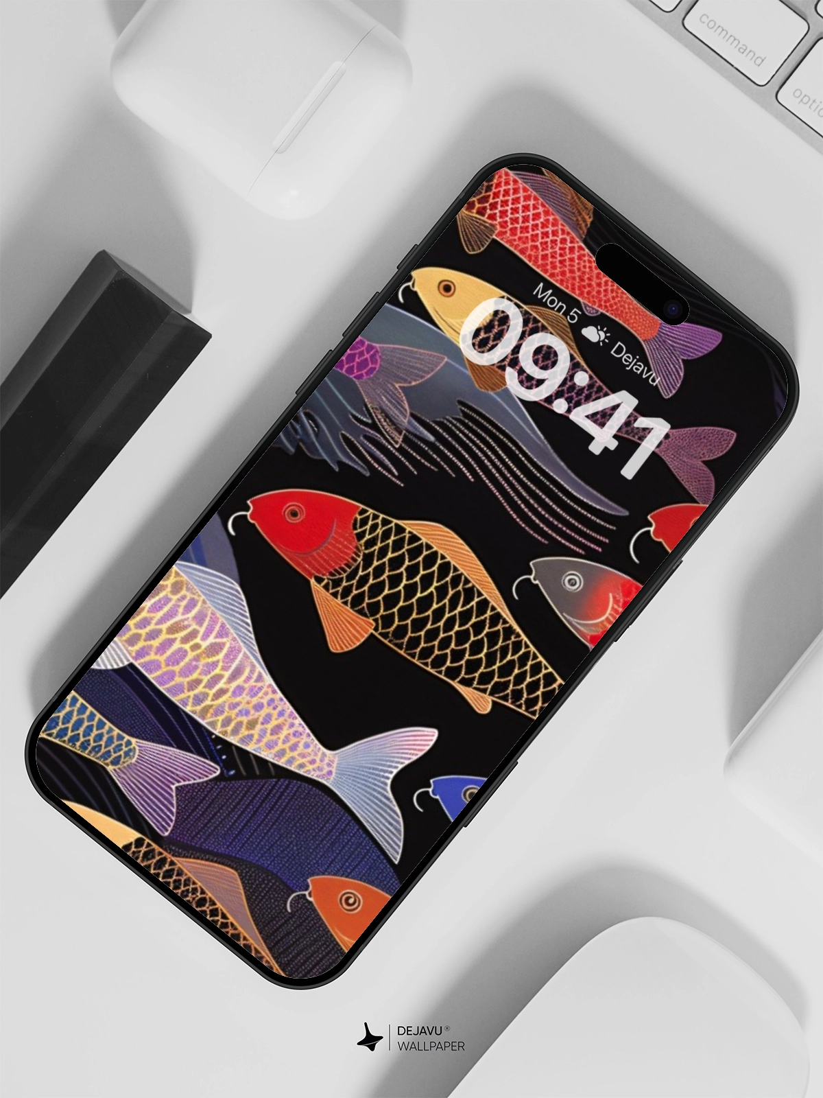 8K Abstract Fish Illustration: Minimal Aesthetic Wallpaper