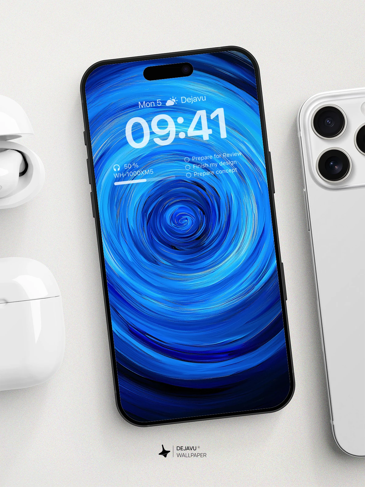 8K Abstract Blue Spiral Minimal Wallpaper