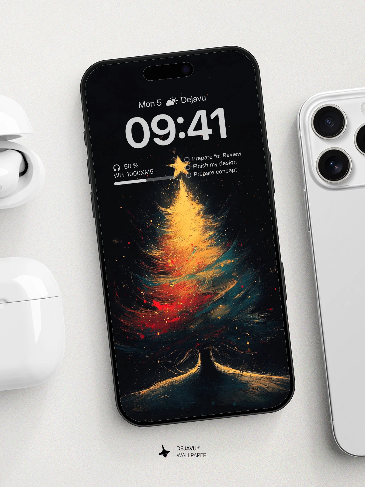 8K Abstract Christmas Tree Painting Wallpaper