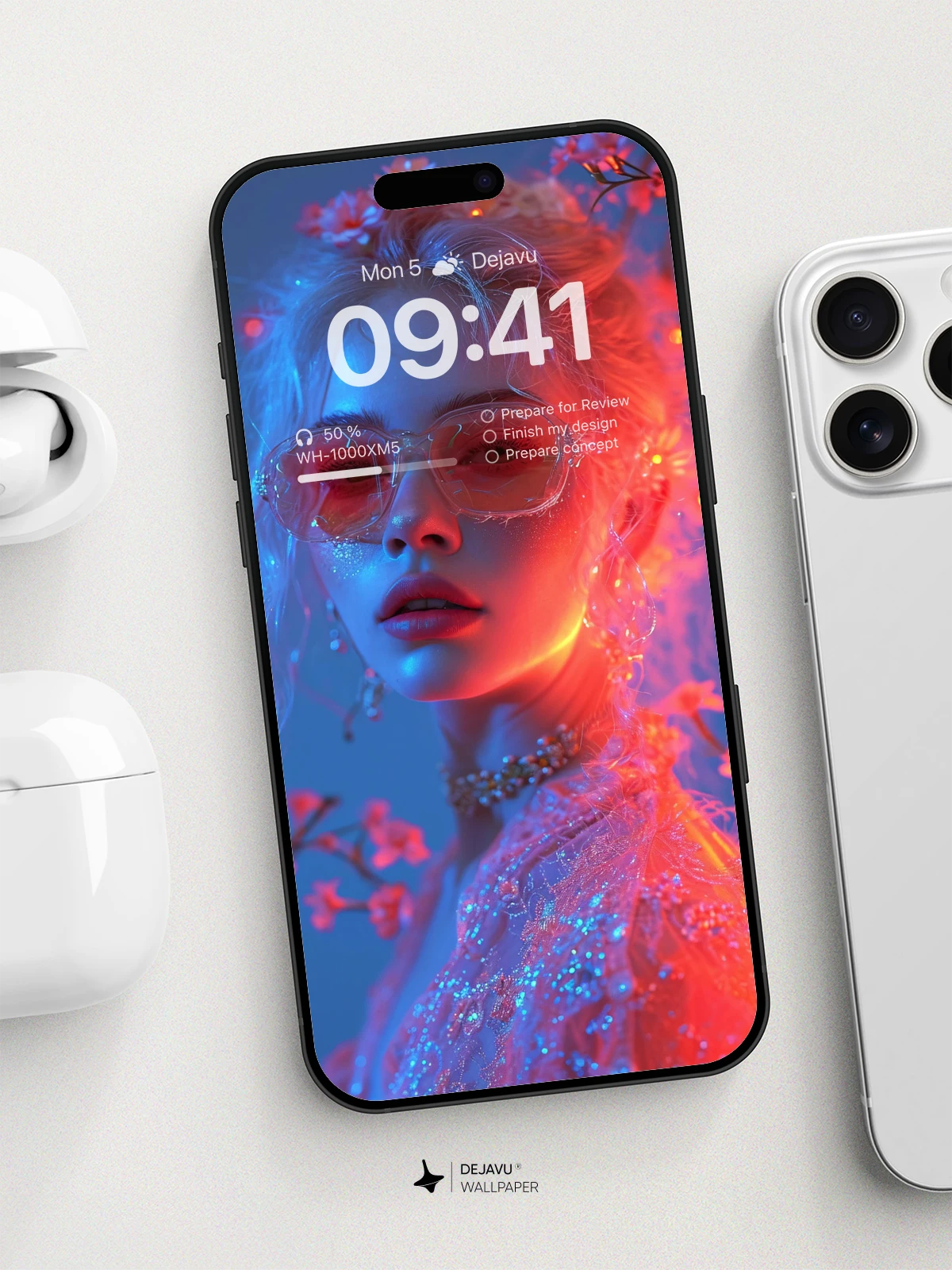 8K Aesthetic Neon Floral Wallpaper