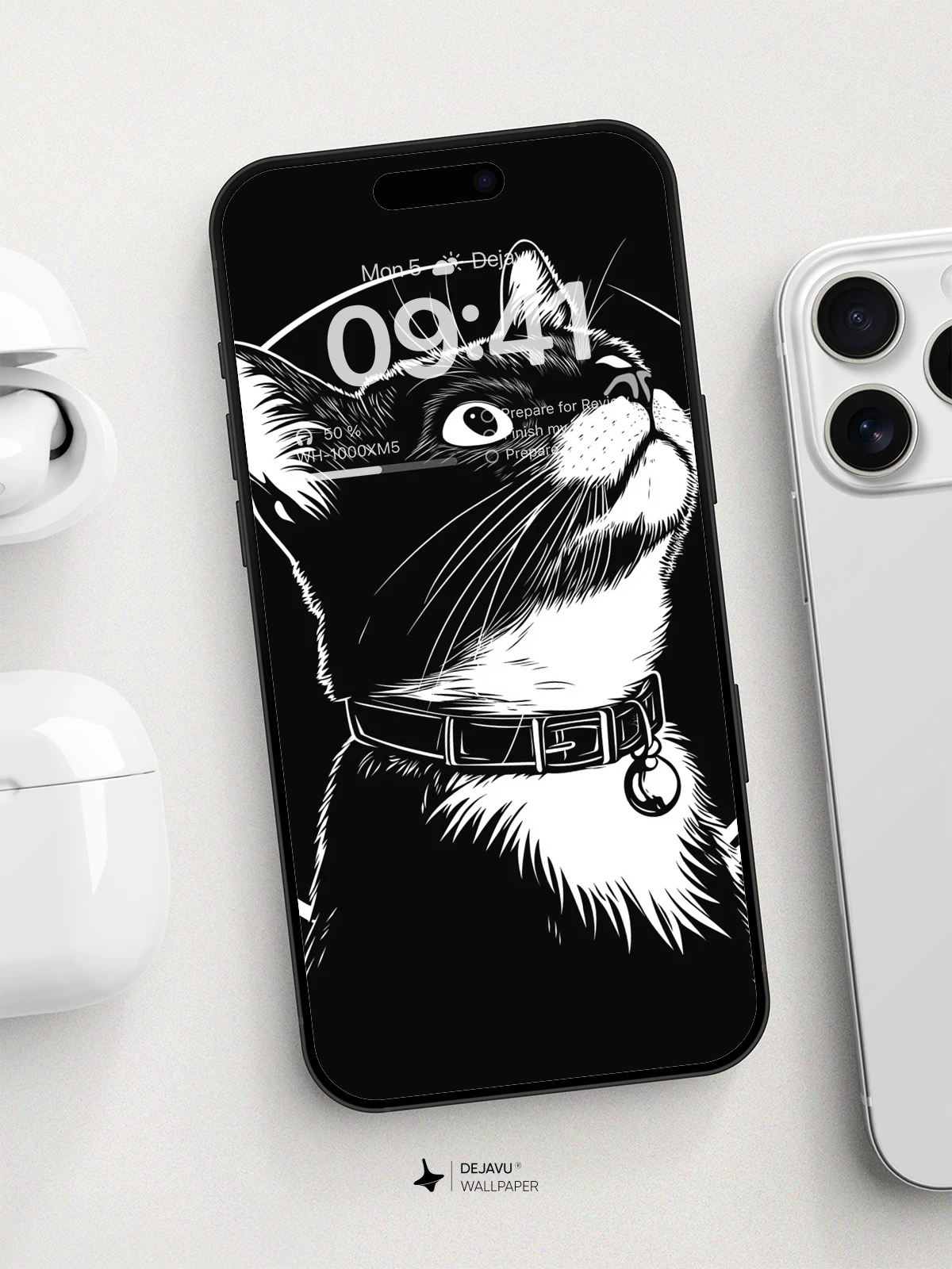 Whimsical Cat Portrait Wallpaper 8K for iPhone