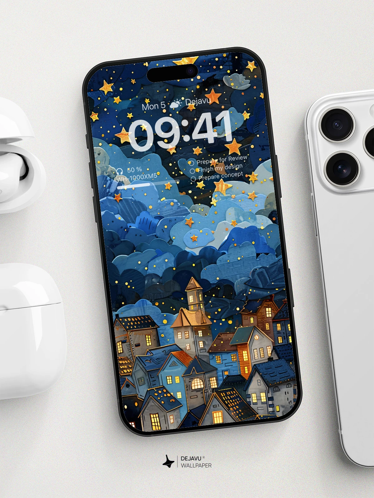 8K Aesthetic Night Sky Illustration Wallpaper