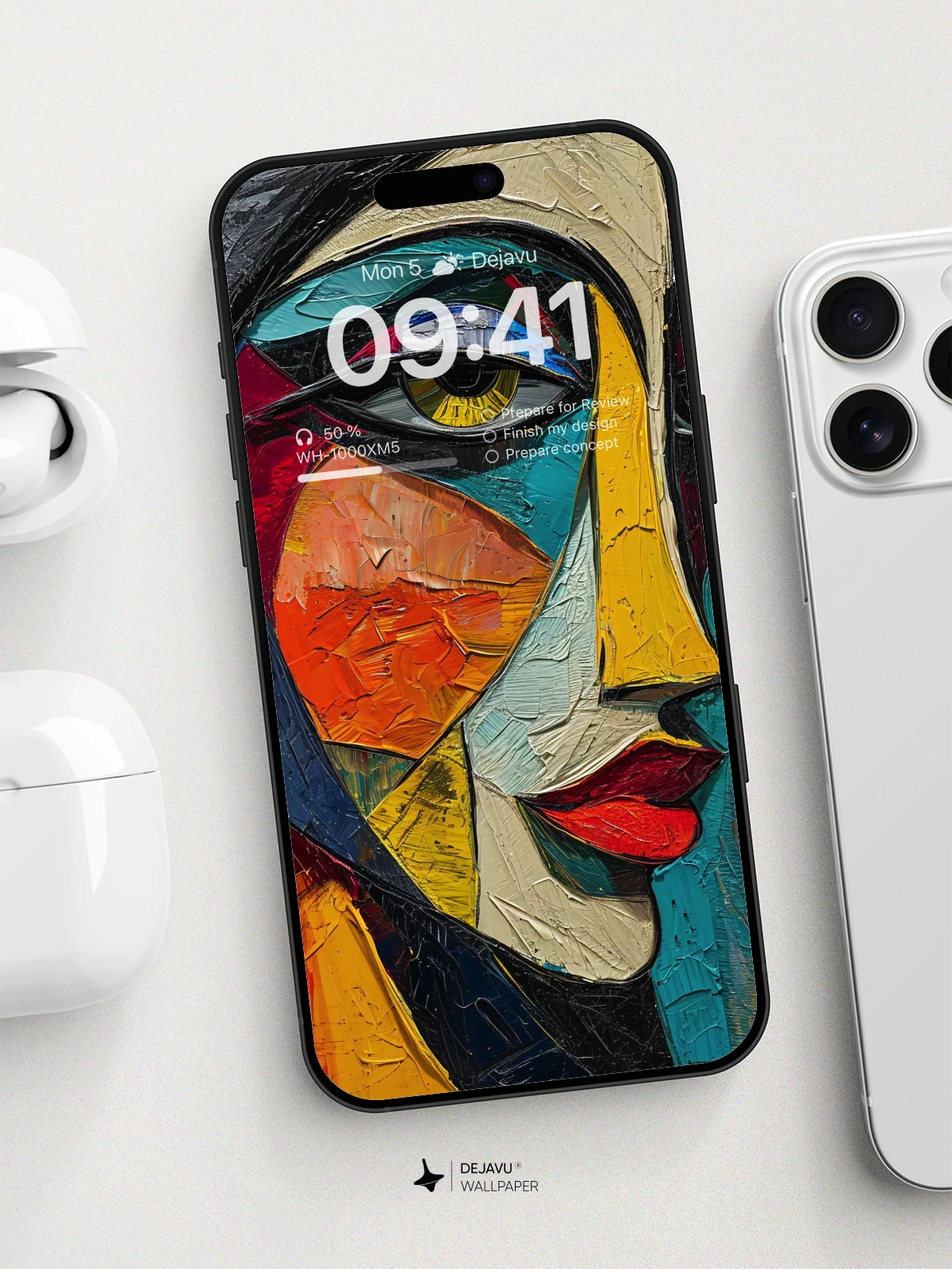 8K Abstract Art: Vibrant Cubist Face Painting