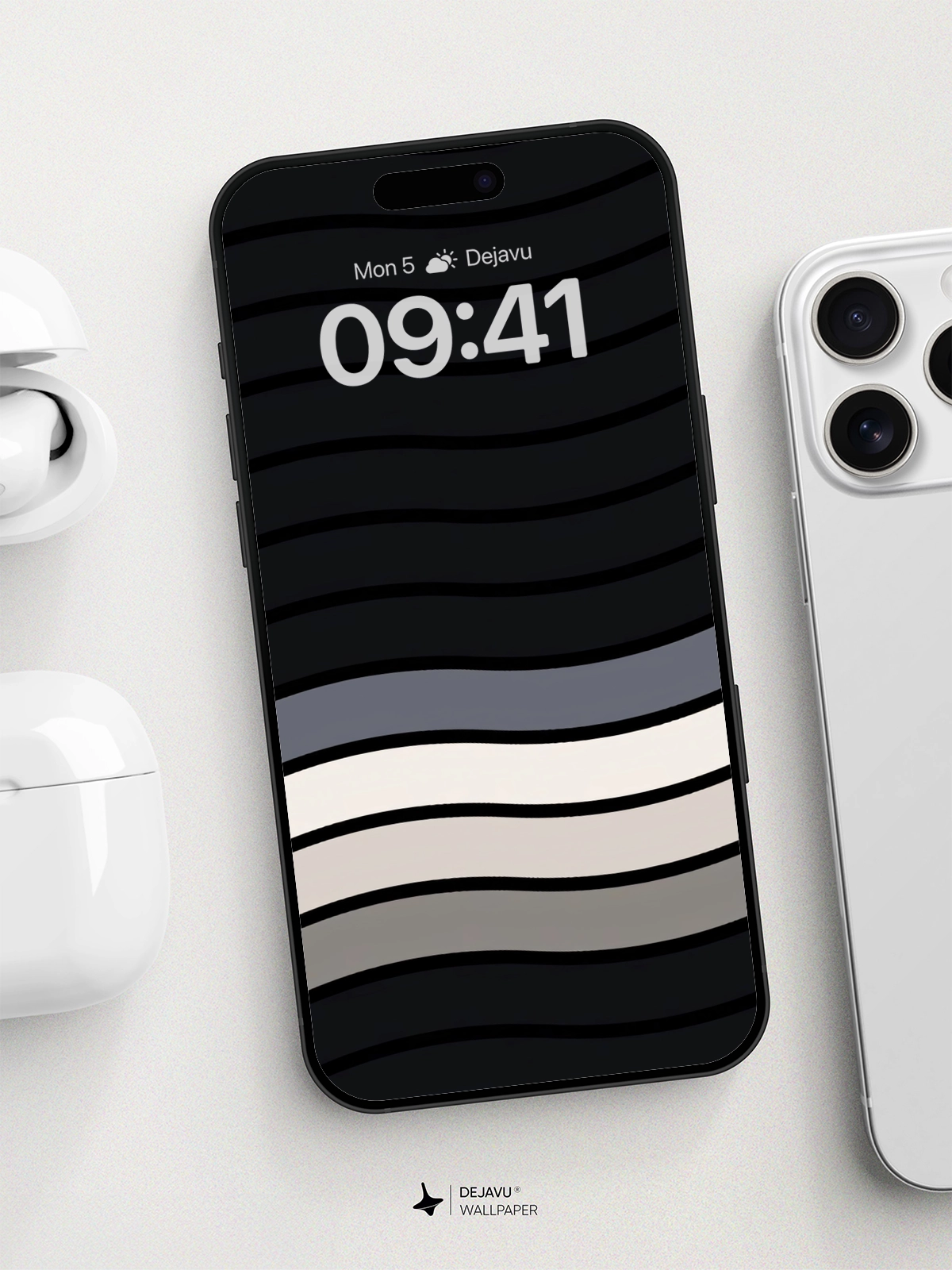 Wavy Monochrome Minimalist Wallpaper 8K