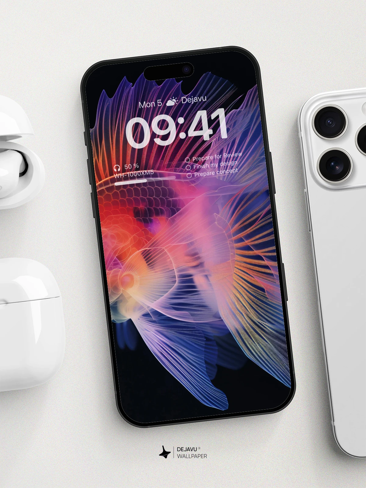 8K Abstract Fish Wallpaper: Minimal Aesthetic with Soft Gradient