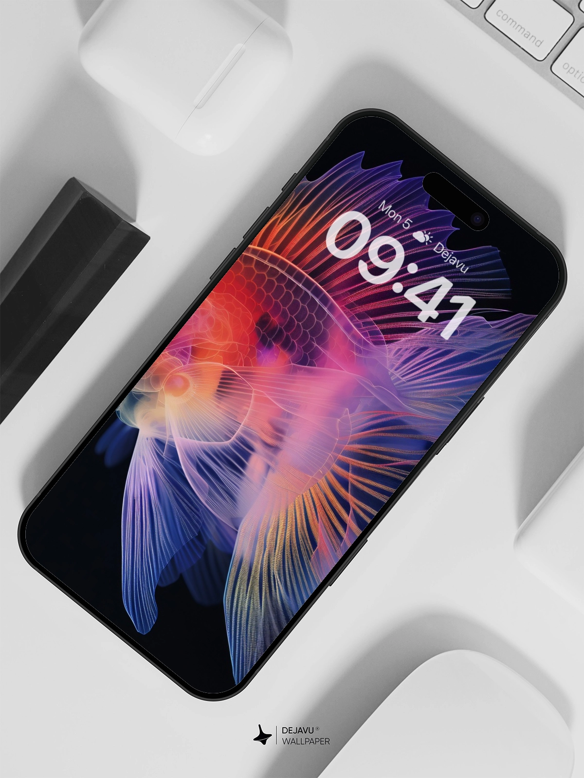 8K Abstract Fish Wallpaper: Minimal Aesthetic with Soft Gradient