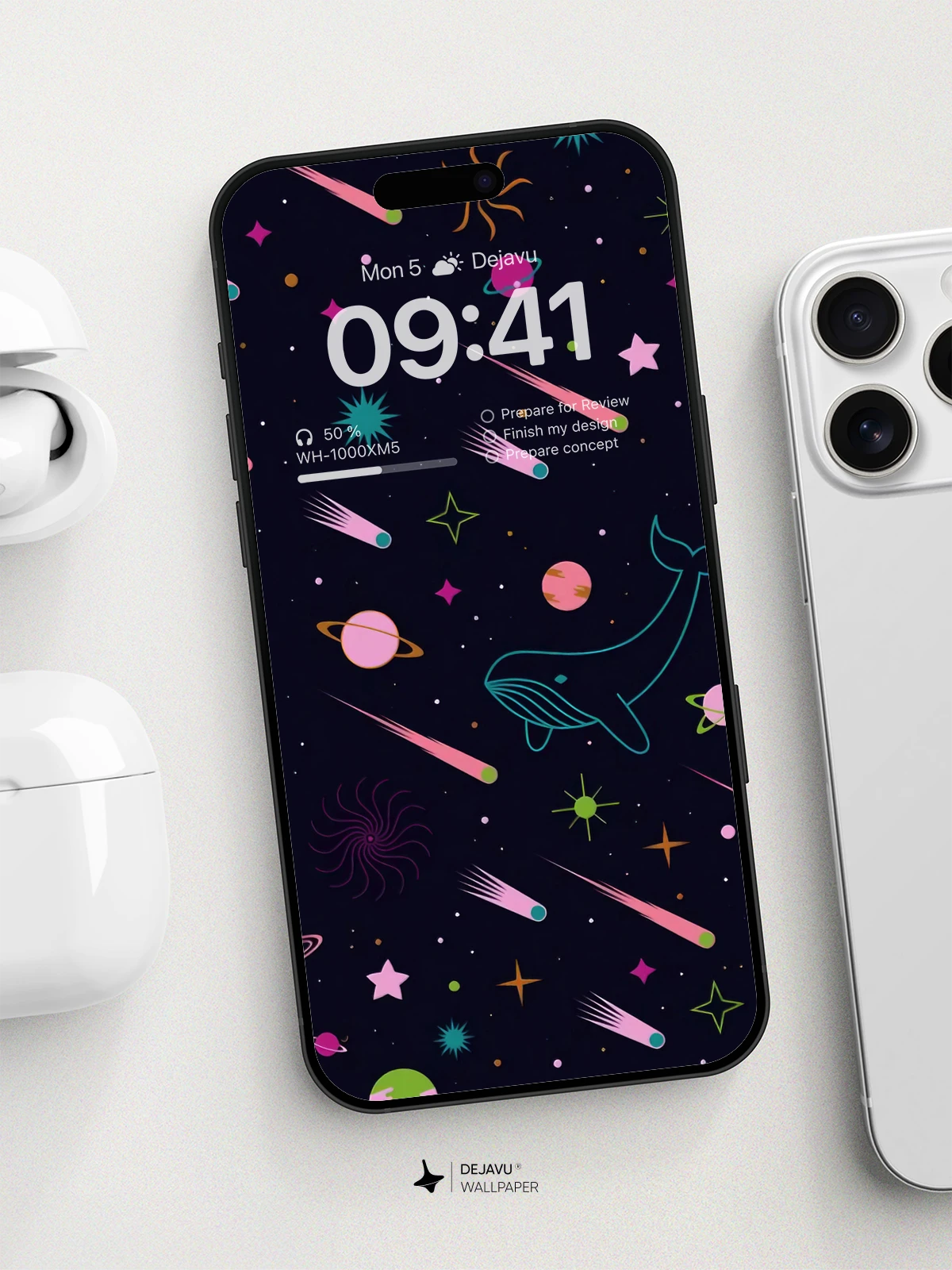 Whimsical Space Whale Wallpaper 8K for iPhone
