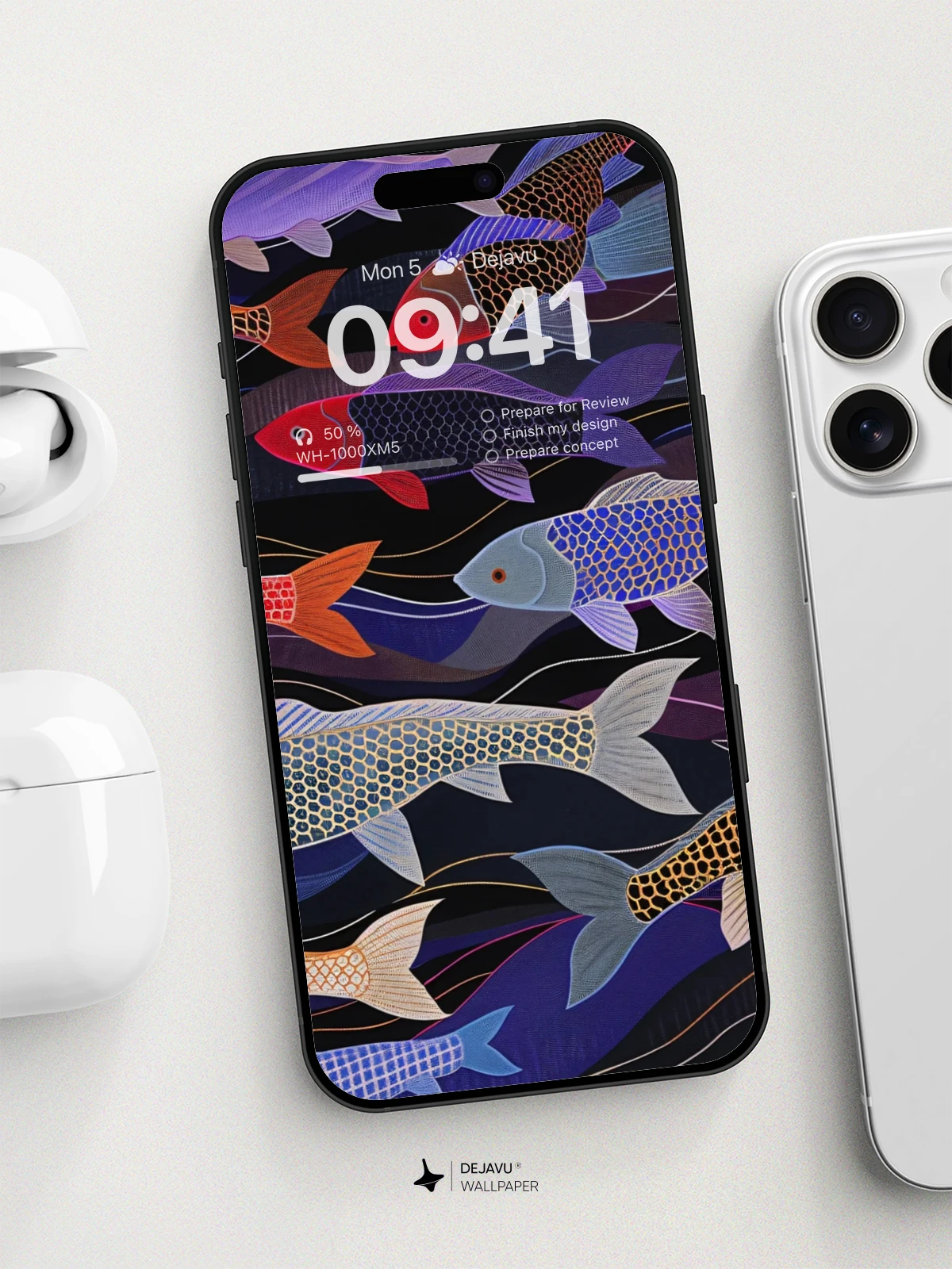8K Abstract Fish Illustration: Minimal Aesthetic for iPhone & Android