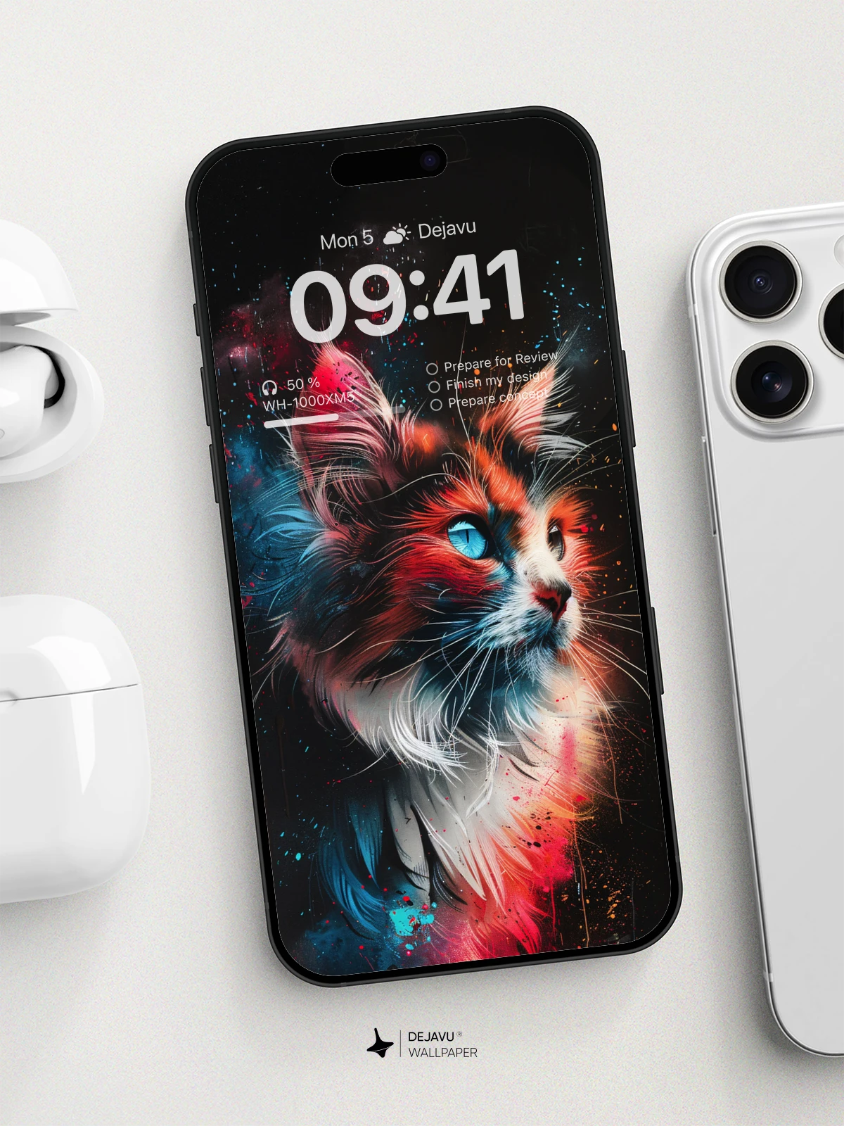 8K Abstract Cat Painting Wallpaper