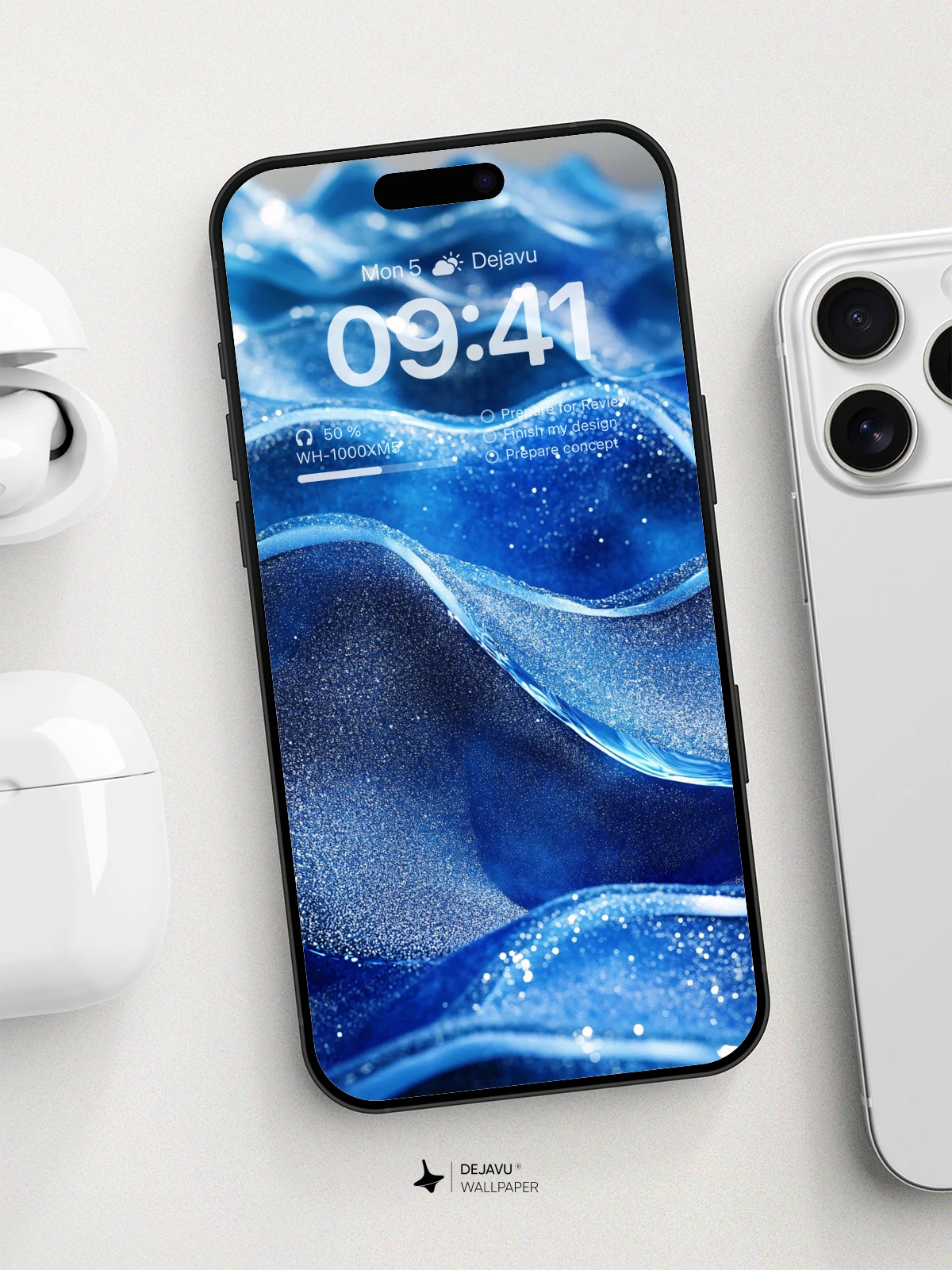 8K Abstract Blue Waves Minimal Aesthetic Wallpaper