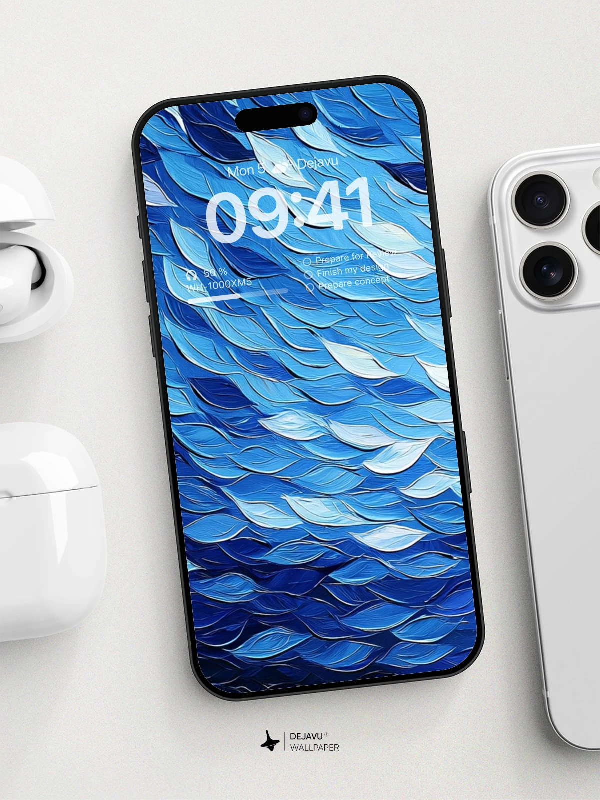 8K Abstract Blue Wave Minimalist Wallpaper