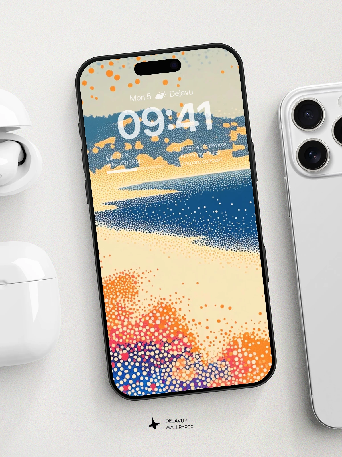 8K Abstract Beach Painting: Minimal Aesthetic for iPhone & Android