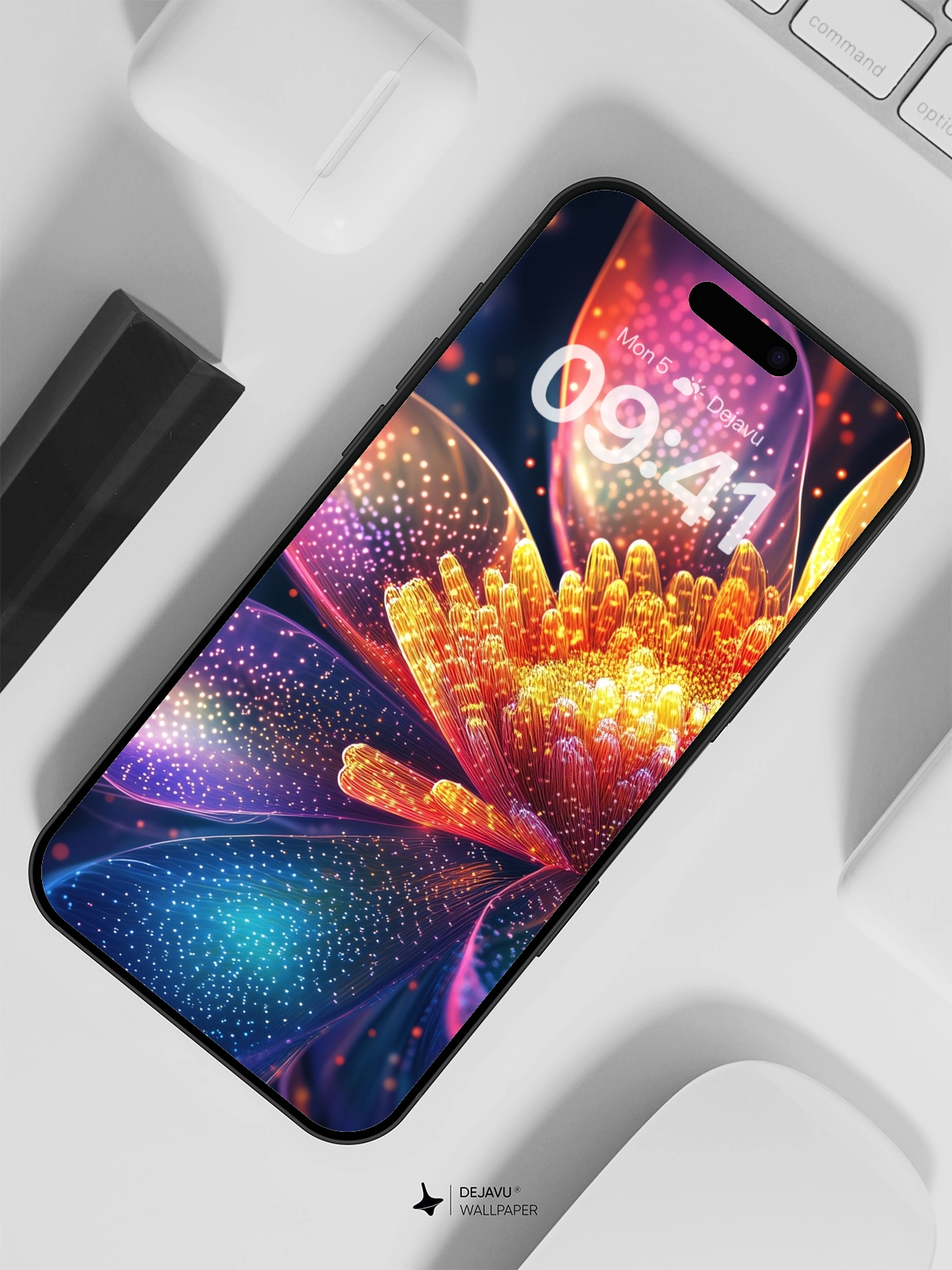 8K Abstract Floral Wallpaper: Vibrant, Glowing Petals